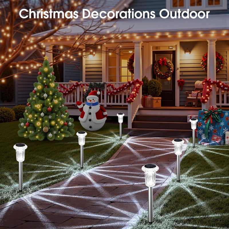 Eyrosa Solar Outdoor Lights, 10 Pack Waterproof Stainless Steel Solar Stake Lights for Pathway Garden Yard Path Walkway Driveway Lawn Patio Outside Decor, Cool White - Image 2